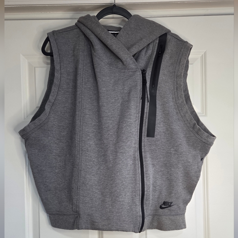 Nike Sportswear Tech Fleece Heather Grey Hooded Full-zip Vest - Size XL - Picture 2 of 12